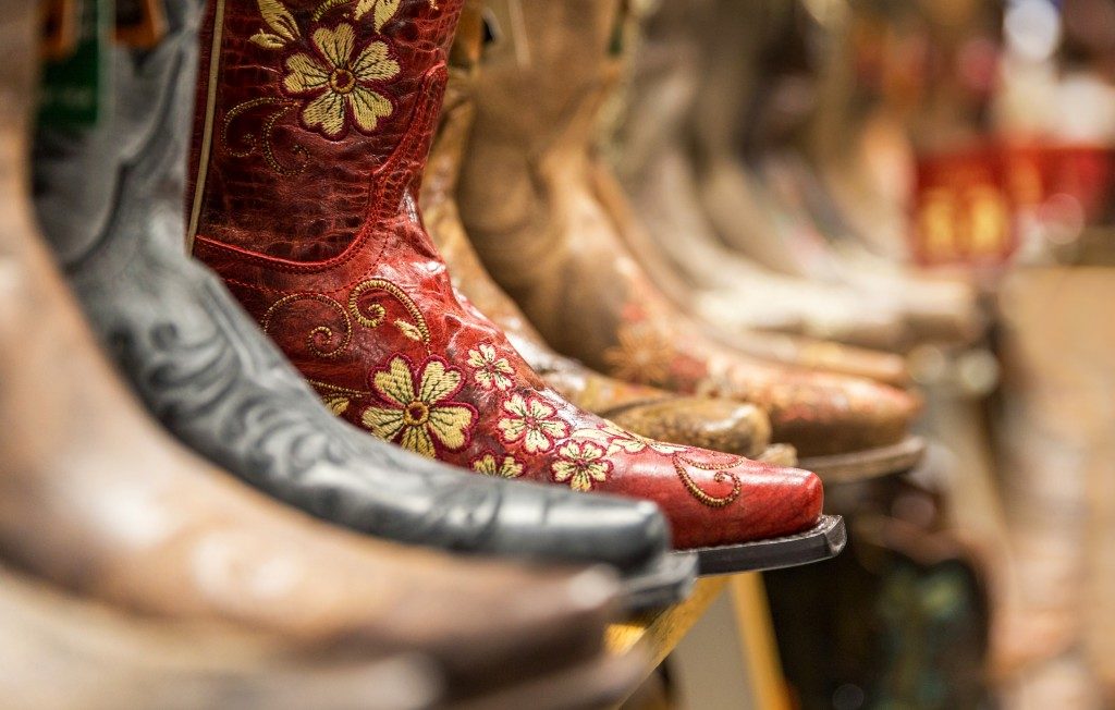 cowboy boots in the store