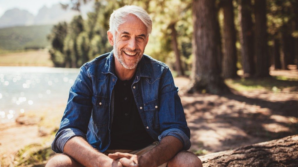 Man sitting near the lake