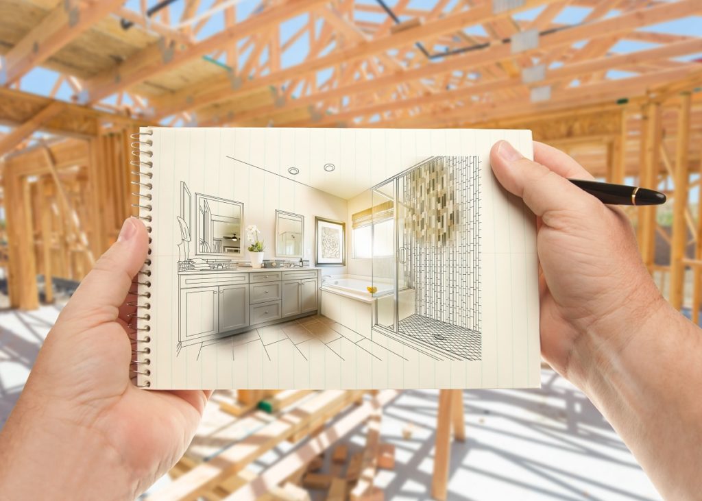 Wood framing with sketch