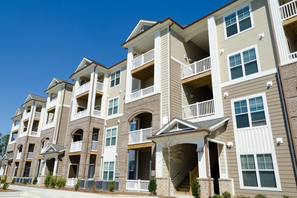 Apartment buildings in suburban area